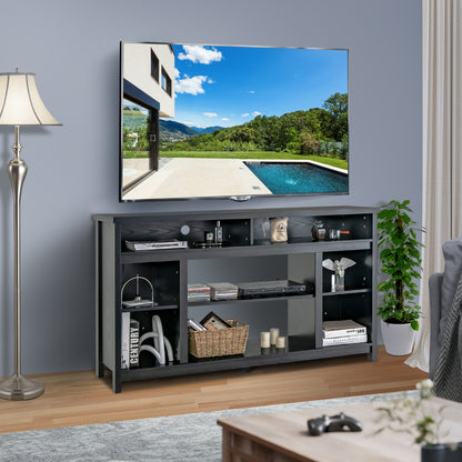 58 Inch TV Console Table with Open Storage and Adjustable Shelves for TVs up to 65 Inches