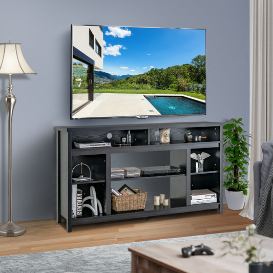 58 Inch TV Console Table with Open Storage and Adjustable Shelves for TVs up to 65 Inches
