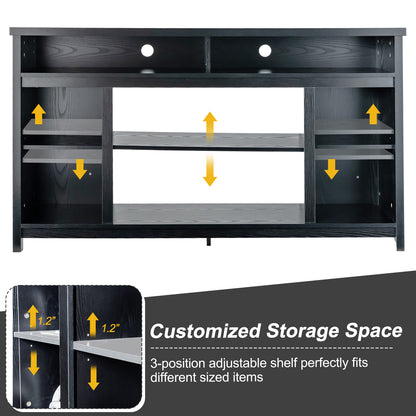 58 Inch TV Console Table with Open Storage and Adjustable Shelves for TVs up to 65 Inches