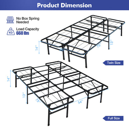 Foldable Steel Platform Bed Frame for Kids and Adults – Full Size