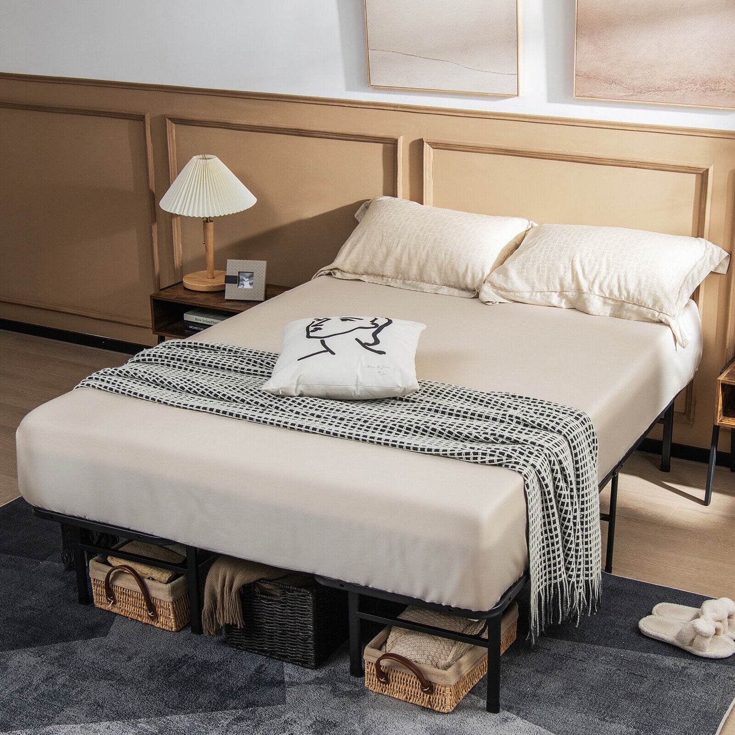 Foldable Steel Platform Bed Frame for Kids and Adults – Full Size