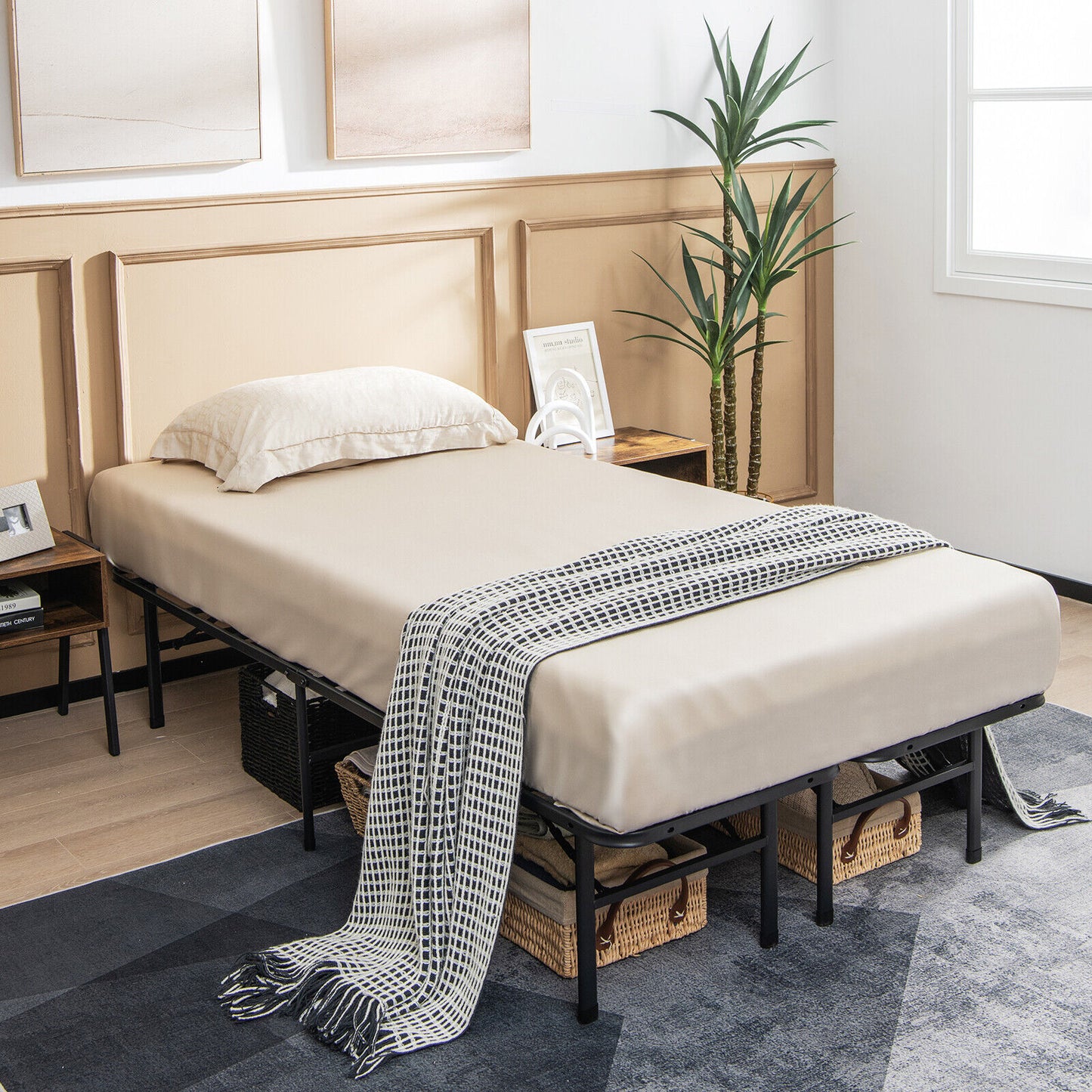 Foldable Steel Platform Bed Frame for Kids and Adults – Full Size