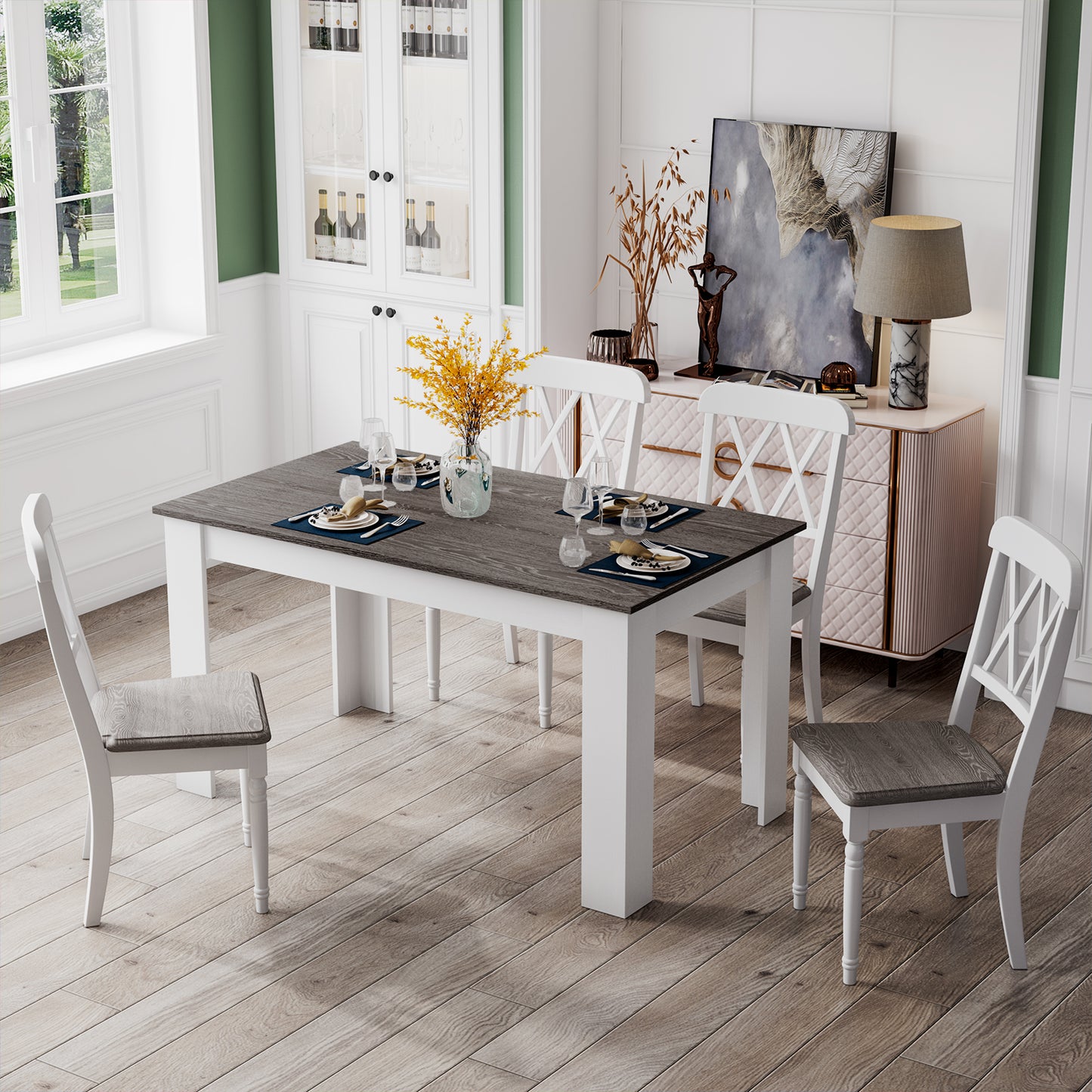 Spacious 47 Inch Dining Table for Kitchen and Small Dining Areas - Dark Grey