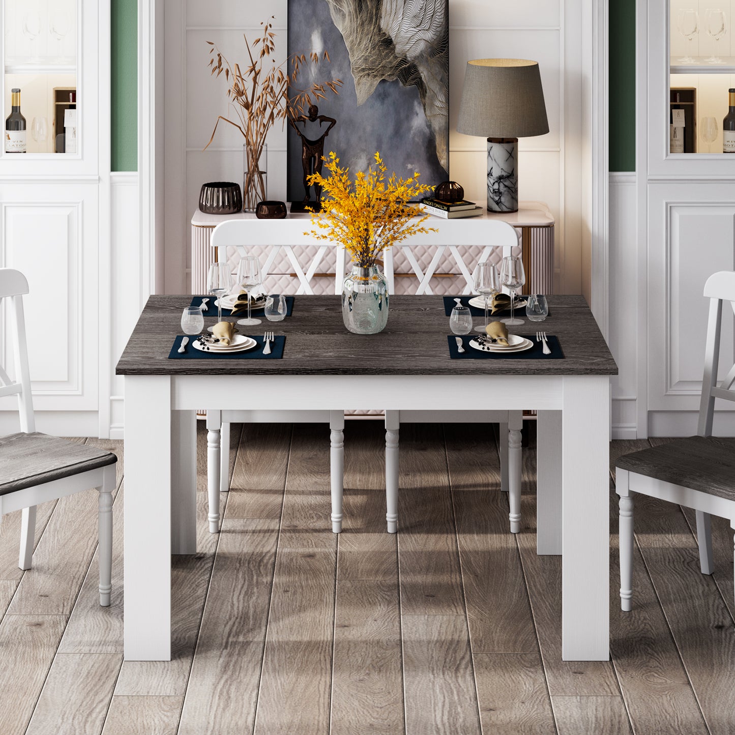 Spacious 47 Inch Dining Table for Kitchen and Small Dining Areas - Dark Grey