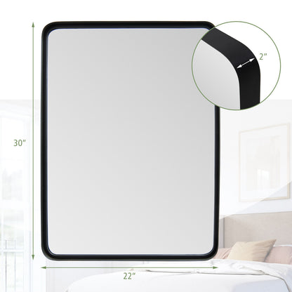 Premium Rectangular Wall-Mounted Mirror with Rust-Resistant Steel Frame - Medium