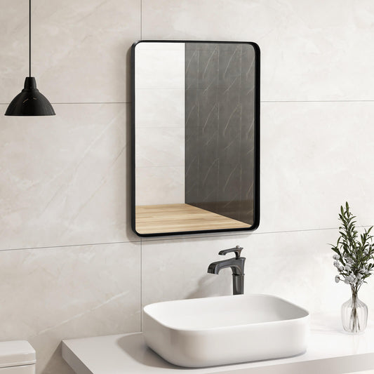 Premium Rectangular Wall-Mounted Mirror with Rust-Resistant Steel Frame - Medium