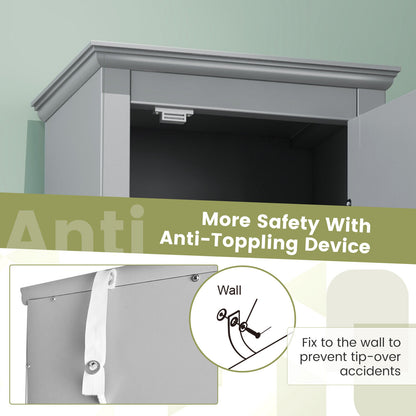 5-Shelf Tall Narrow Storage Cabinet with Louvered Doors
