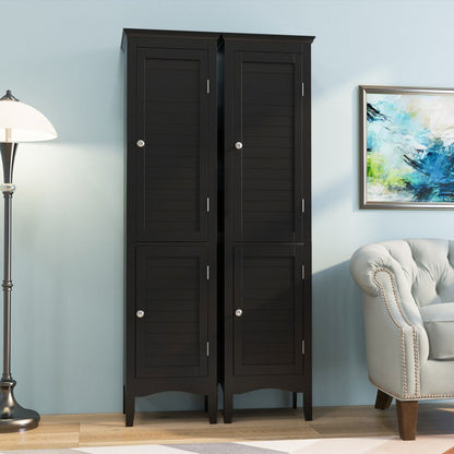 5-Shelf Tall Narrow Storage Cabinet with Louvered Doors