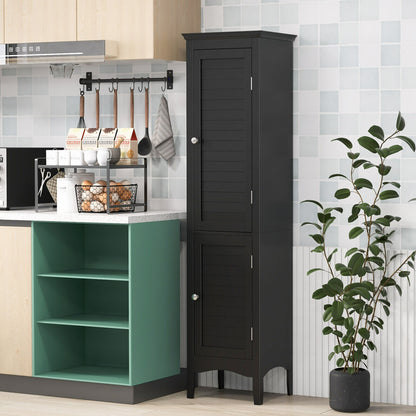 5-Shelf Tall Narrow Storage Cabinet with Louvered Doors