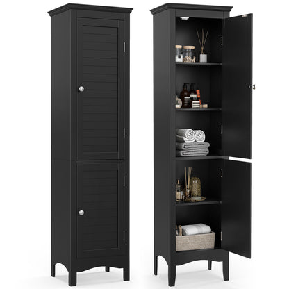 5-Shelf Tall Narrow Storage Cabinet with Louvered Doors