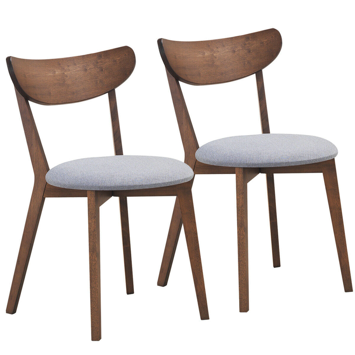 Modern Dining Chairs with Upholstered Seat and Curved Backrest, Set of 2