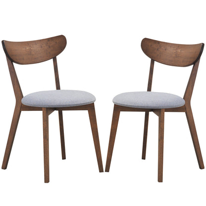 Modern Dining Chairs with Upholstered Seat and Curved Backrest, Set of 2