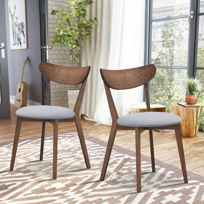 Modern Dining Chairs with Upholstered Seat and Curved Backrest, Set of 2