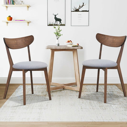 Modern Dining Chairs with Upholstered Seat and Curved Backrest, Set of 2