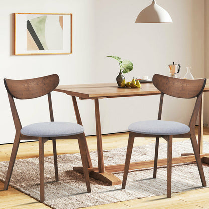 Modern Dining Chairs with Upholstered Seat and Curved Backrest, Set of 2