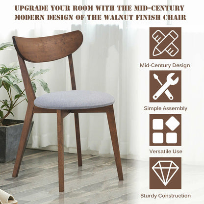 Modern Dining Chairs with Upholstered Seat and Curved Backrest, Set of 2