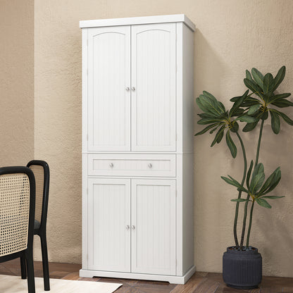 72 Inch Freestanding Kitchen Pantry Cabinet with Adjustable Shelves Four Door Storage Cupboard and Large Drawer