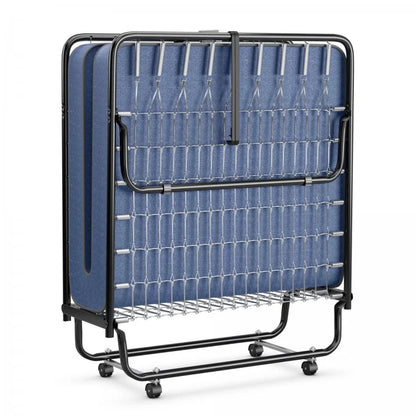 Rollaway Guest Bed with Memory Foam Mattress and Steel Frame Made in Italy - Navy
