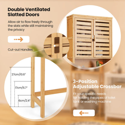 Natural Bamboo Over-The-Toilet Storage Cabinet with Adjustable Shelf
