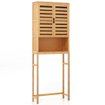Natural Bamboo Over-The-Toilet Storage Cabinet with Adjustable Shelf