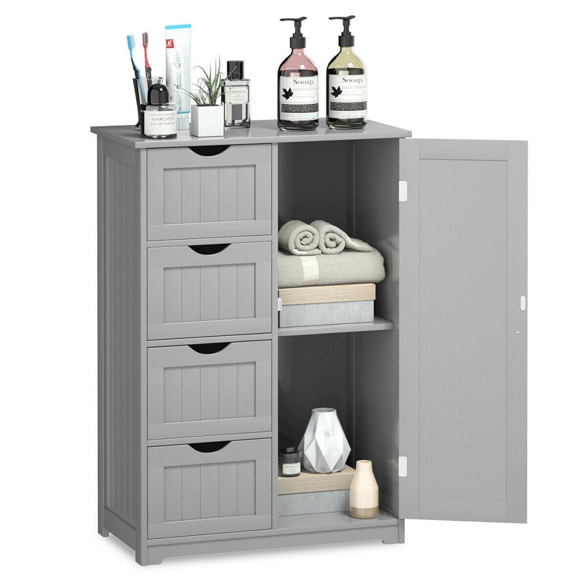 4 Drawer Wooden Standing Storage Cabinet
