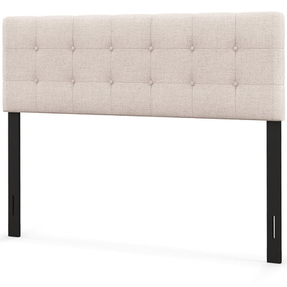 Upholstered Headboard with Solid Rubber Wood Legs for Full/Queen Beds - Beige