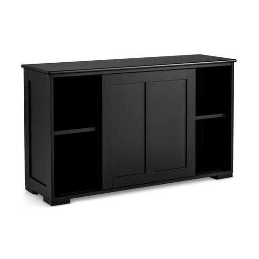 Stackable Kitchen Sideboard Cabinet with Adjustable Shelf for Pantry Dining or Entryway Storage in Black