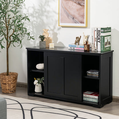 Stackable Kitchen Sideboard Cabinet with Adjustable Shelf for Pantry Dining or Entryway Storage in Black