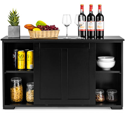 Stackable Kitchen Sideboard Cabinet with Adjustable Shelf for Pantry Dining or Entryway Storage in Black