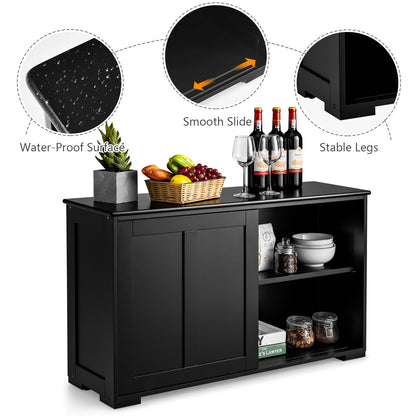Stackable Kitchen Sideboard Cabinet with Adjustable Shelf for Pantry Dining or Entryway Storage in Black