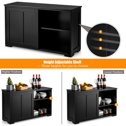Stackable Kitchen Sideboard Cabinet with Adjustable Shelf for Pantry Dining or Entryway Storage in Black