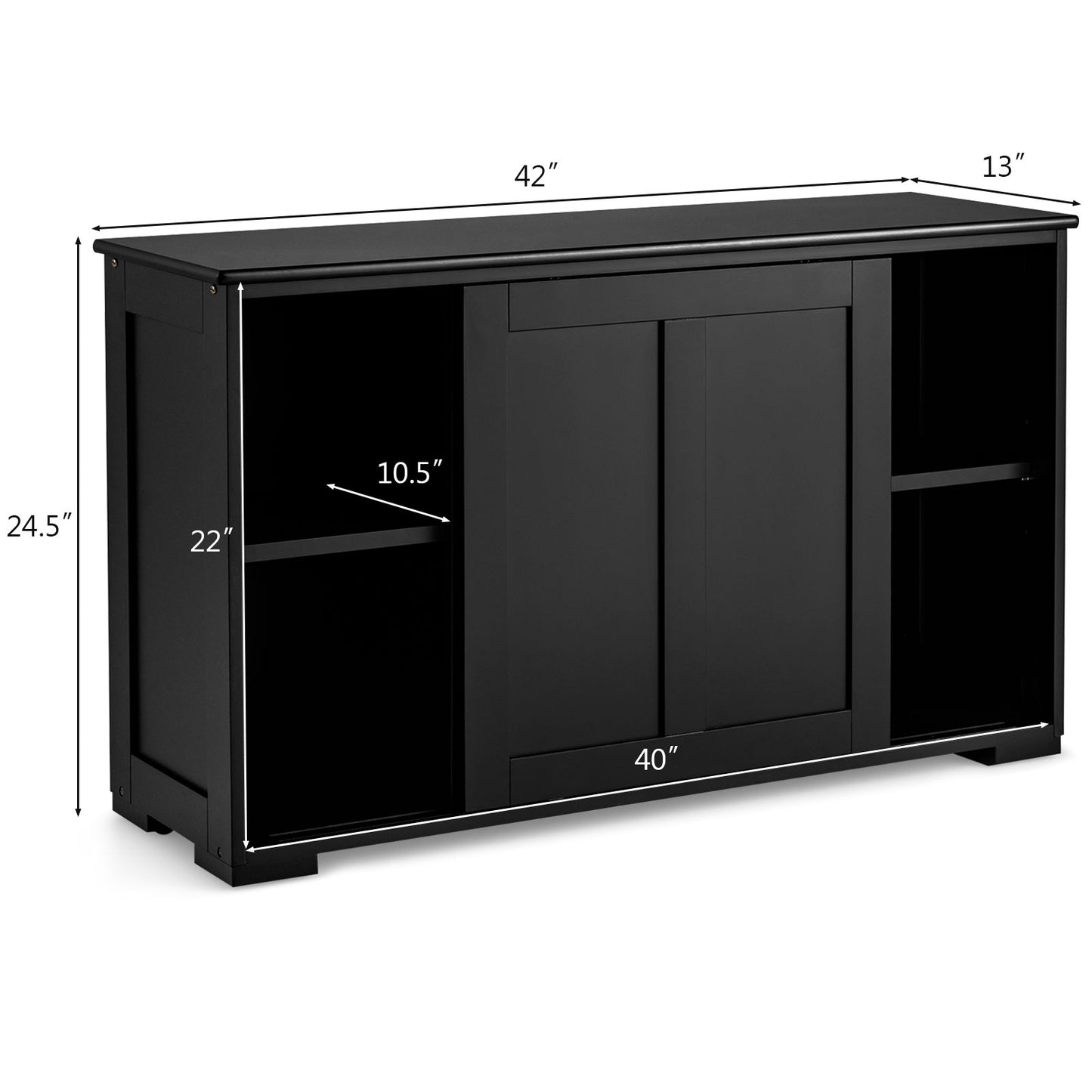 Stackable Kitchen Sideboard Cabinet with Adjustable Shelf for Pantry Dining or Entryway Storage in Black