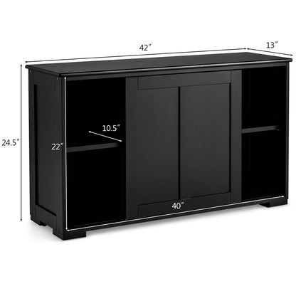 Stackable Kitchen Sideboard Cabinet with Adjustable Shelf for Pantry Dining or Entryway Storage in Black