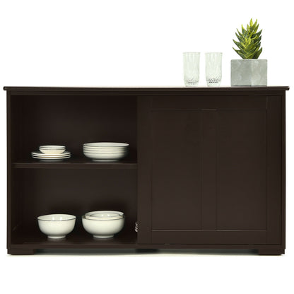 Stackable Kitchen Sideboard Cabinet with Adjustable Shelf for Pantry Dining or Entryway Storage in Brown