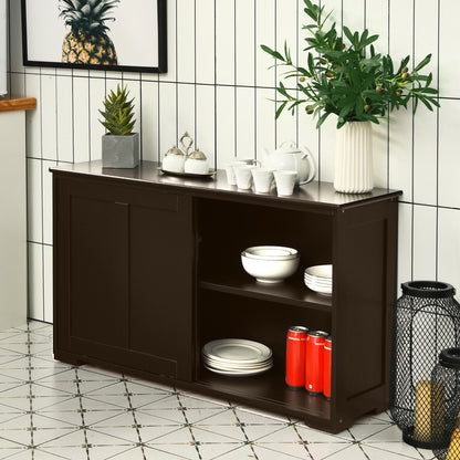 Stackable Kitchen Sideboard Cabinet with Adjustable Shelf for Pantry Dining or Entryway Storage in Brown