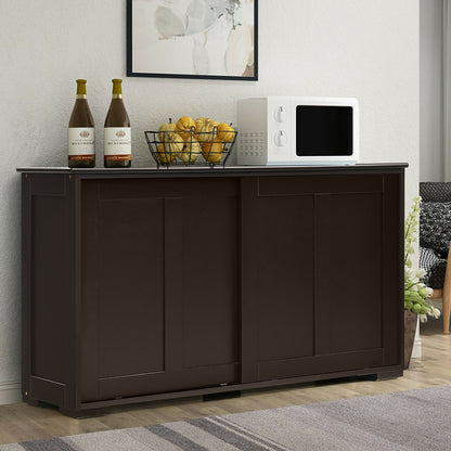 Stackable Kitchen Sideboard Cabinet with Adjustable Shelf for Pantry Dining or Entryway Storage in Brown
