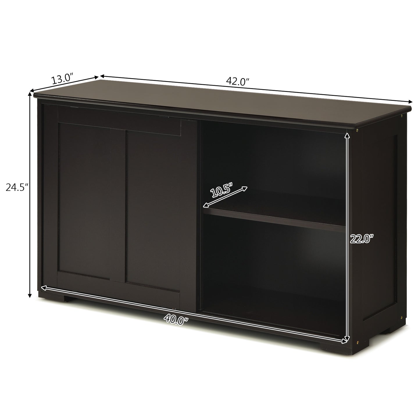 Stackable Kitchen Sideboard Cabinet with Adjustable Shelf for Pantry Dining or Entryway Storage in Brown