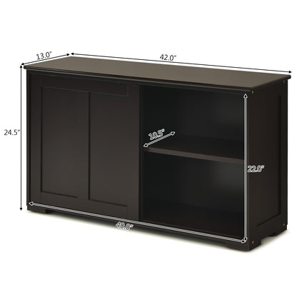 Stackable Kitchen Sideboard Cabinet with Adjustable Shelf for Pantry Dining or Entryway Storage in Brown