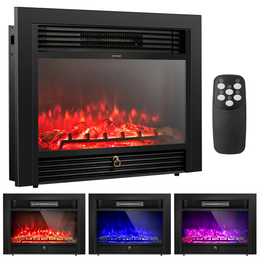 28.5 Inch Electric Fireplace Recessed with 3 Flame Colors & Adjustable Heat