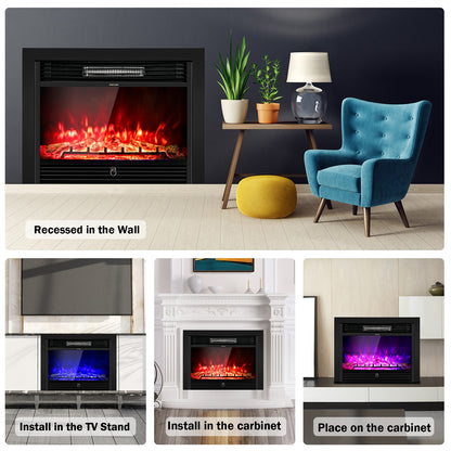 28.5 Inch Electric Fireplace Recessed with 3 Flame Colors & Adjustable Heat