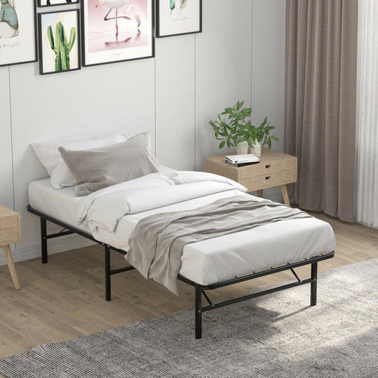 Compact Foldable Metal Platform Bed with Tool-Free Assembly – Twin Size