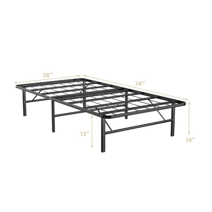 Compact Foldable Metal Platform Bed with Tool-Free Assembly – Twin Size