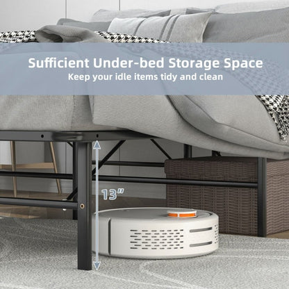 Compact Foldable Metal Platform Bed with Tool-Free Assembly – Full Size