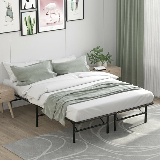 Compact Foldable Metal Platform Bed with Tool-Free Assembly – Queen Size