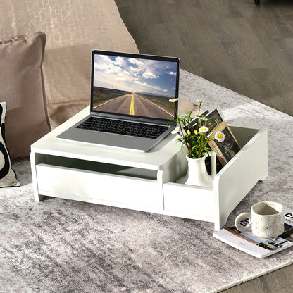 Compact Makeup Table with Flip Top Mirror and Storage White