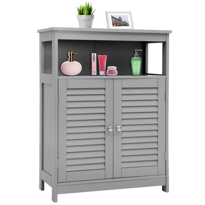 Wooden Freestanding Bathroom Cabinet with Double Shutter Doors for Storage
