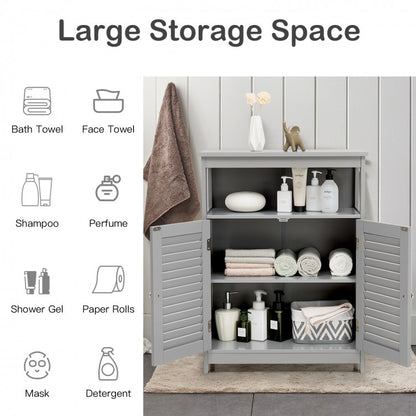 Wooden Freestanding Bathroom Cabinet with Double Shutter Doors for Storage