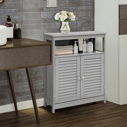 Wooden Freestanding Bathroom Cabinet with Double Shutter Doors for Storage