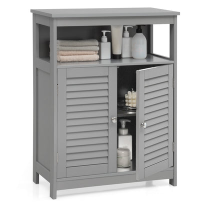 Wooden Freestanding Bathroom Cabinet with Double Shutter Doors for Storage