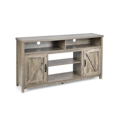 Rustic 59 Inch TV Stand with Sliding Barn Doors and Adjustable Storage for TVs Up to 65 Inches - Natural